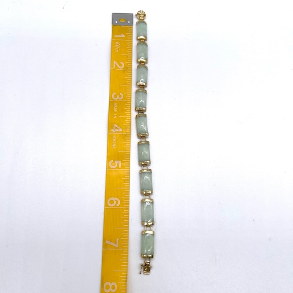Vintage 10k Gold Jade Bracelet - Picture 5 of 8